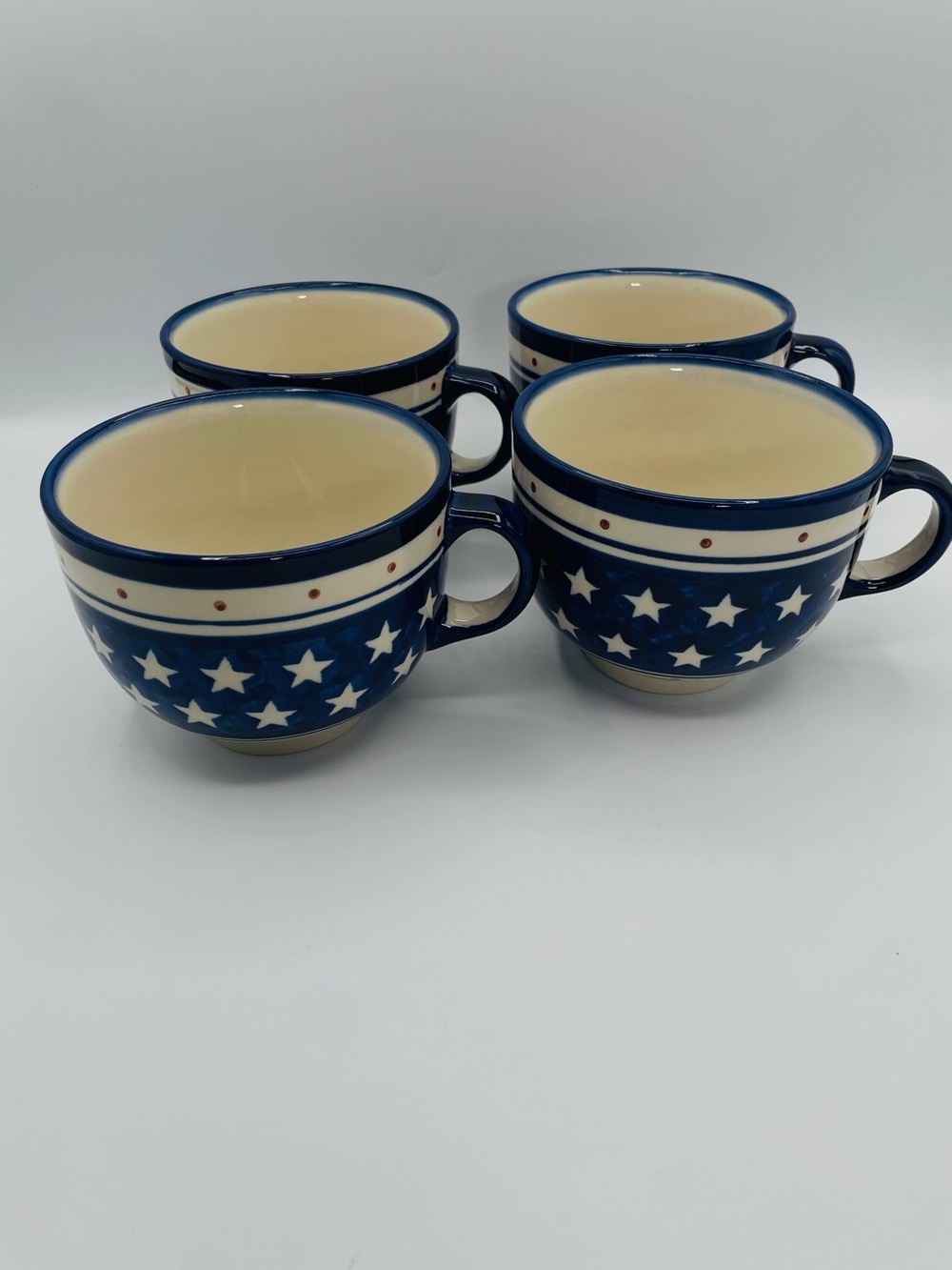 Boleslawiec Polish Pottery Set of 4 Handmade 5.25” Cereal Soup Bowls Poland